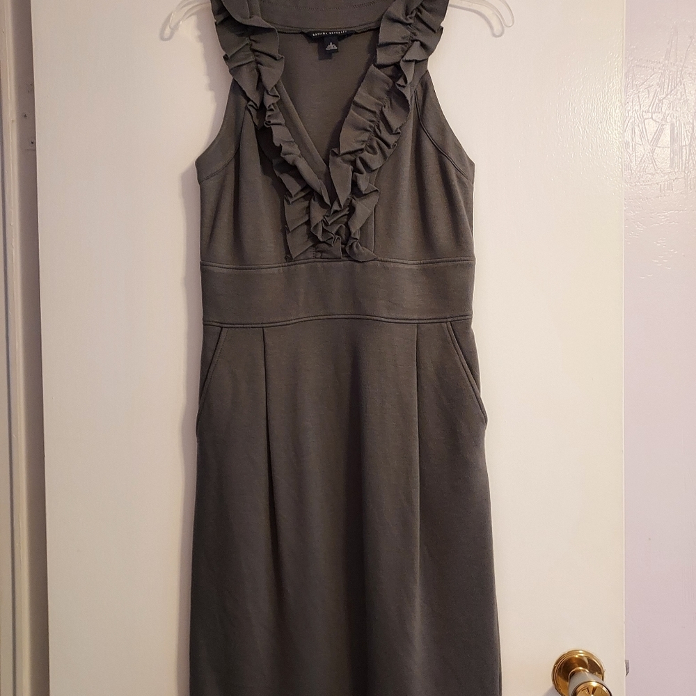 Elegant Gray Ruffle Dress Banana Republic